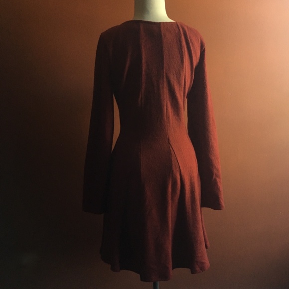 ANTHROPOLOGIE DOLAN Piper Red Long Sleeve Dress L - Picture 5 of 6